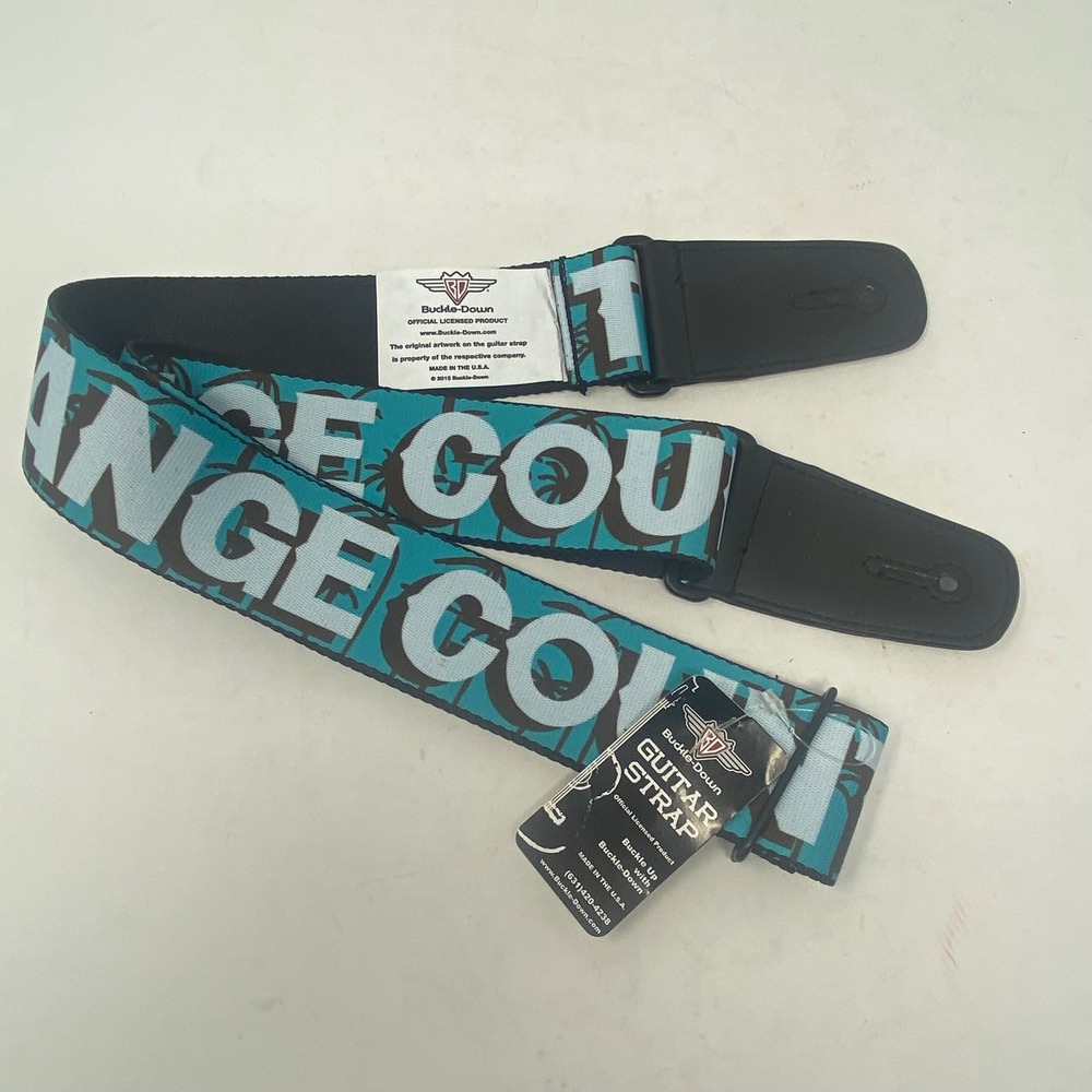 Buckle-Down Orange County Guitar Strap Teal Black Palm Trees Made in USA New